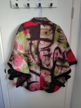 Didier Parakian Avant-Garde Artsy Cape Coat Logo Lining S/M